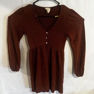 Harper Heritage Rust Marled Knit Long Sleeve Henley Top